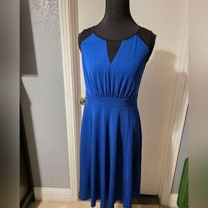 En Focus Studio Blue And Black Mesh Dress Size 8